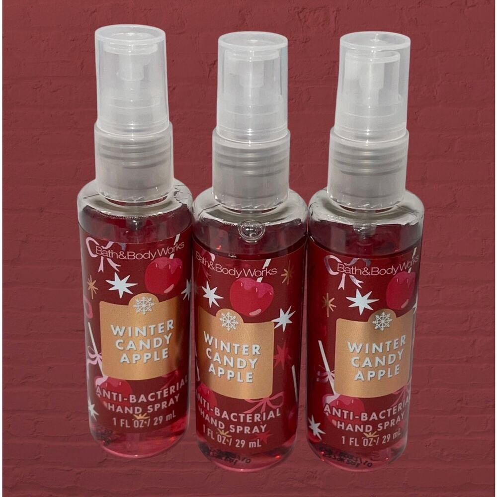 Bath & Body Works Winter Candy Apple Anti Bacterial Hand Spray 1 oz Lot of 3 BBW